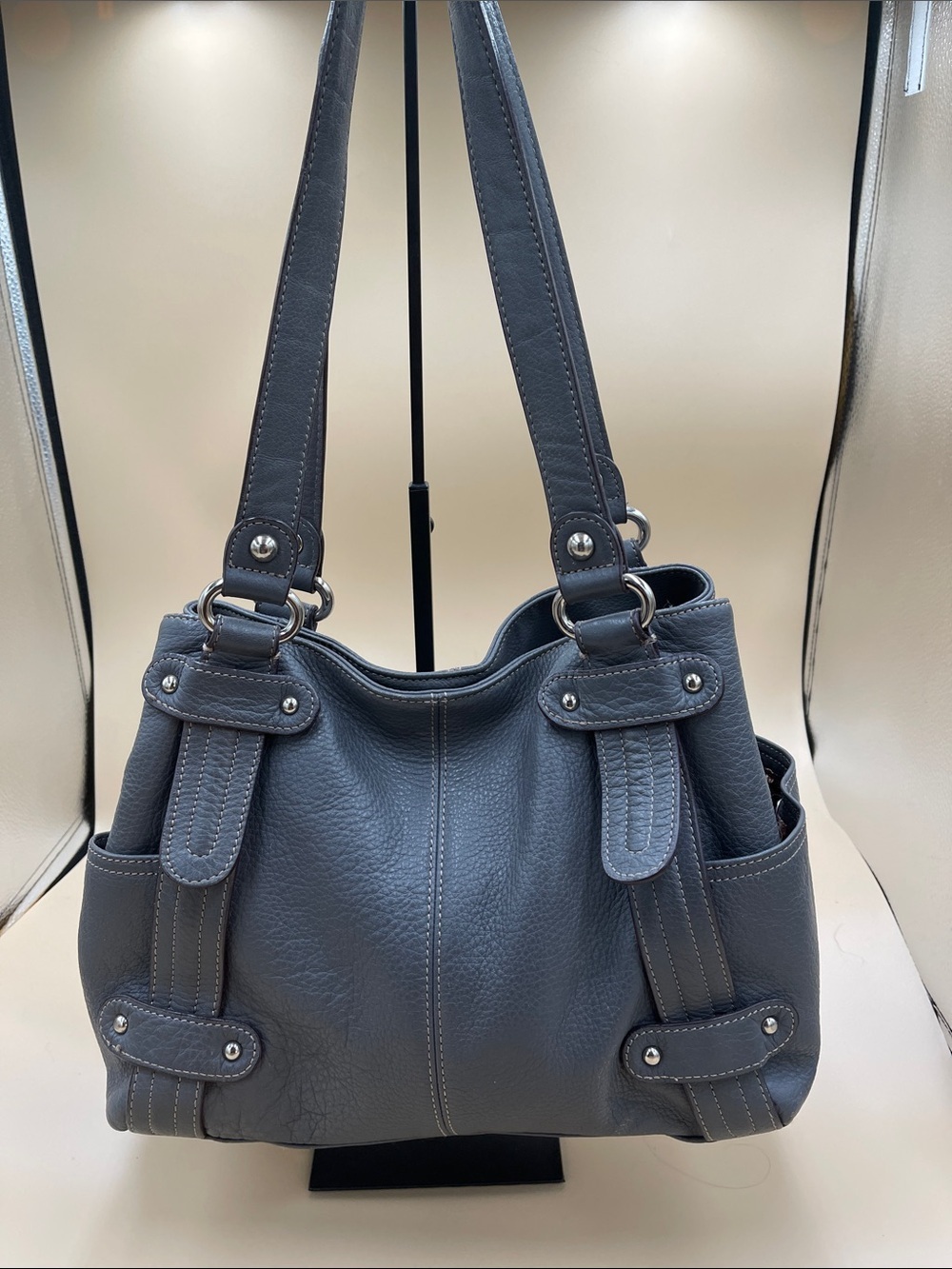 Clarks Gray Leather Shoulder Bag Quality Minimalist Functional bag by Clarks